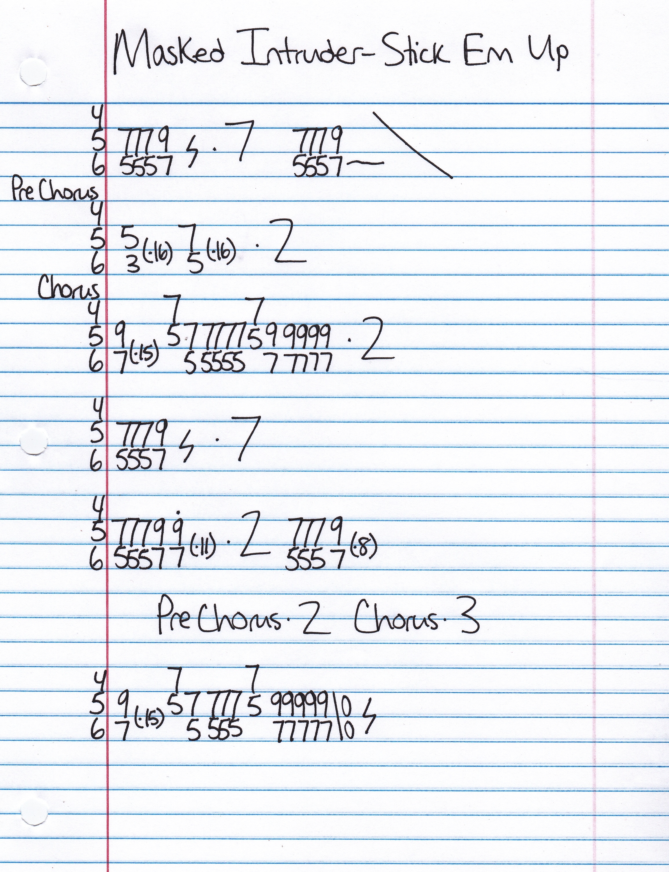 High quality guitar tab for Stick 'Em Up by Masked Intruder off of the album Masked Intruder. ***Complete and accurate guitar tab!***